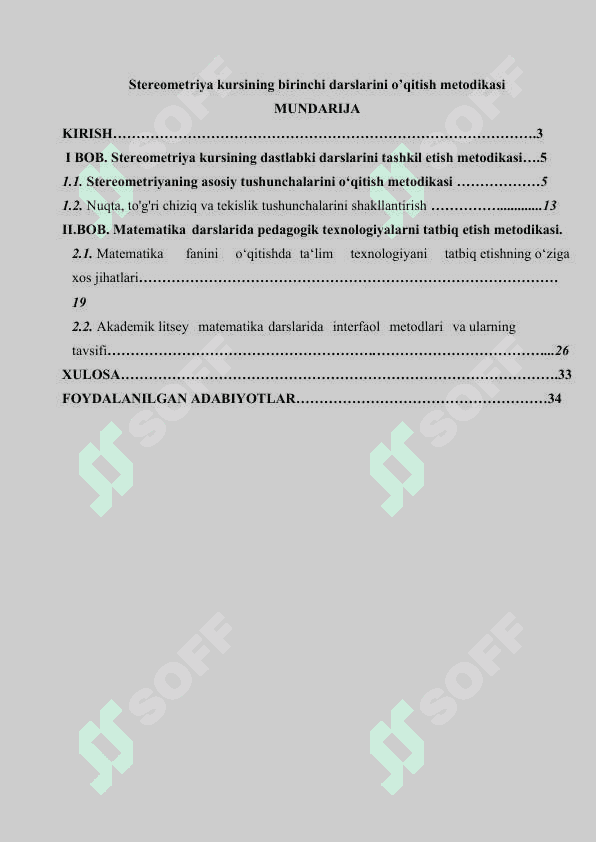 Stereometriya kursining birinchi darslarini o’qitish metodikasi 2