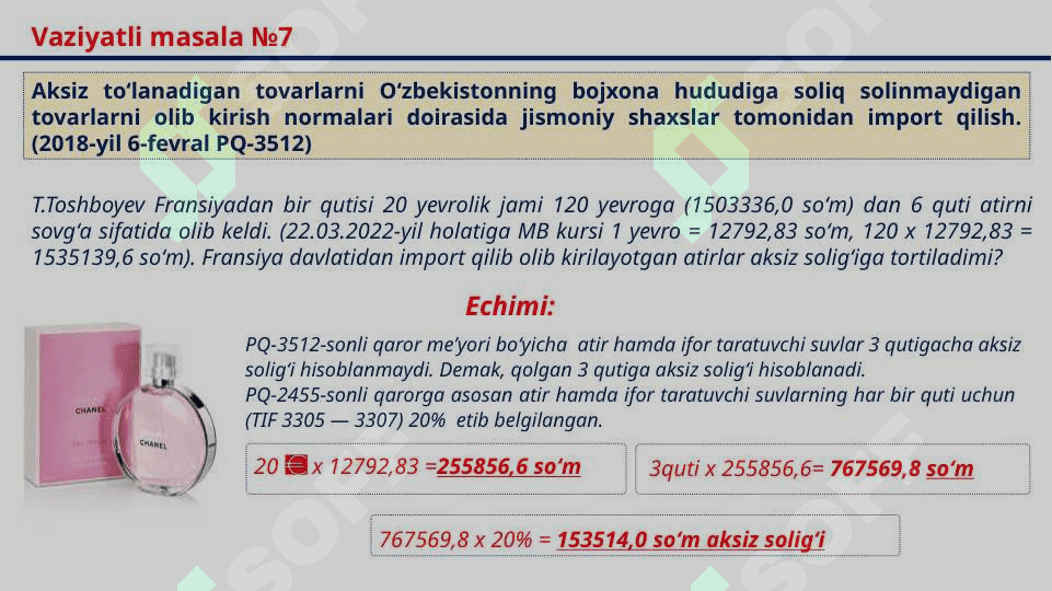 Aksiz soligʻini hisoblab chiqarish tartibi 6