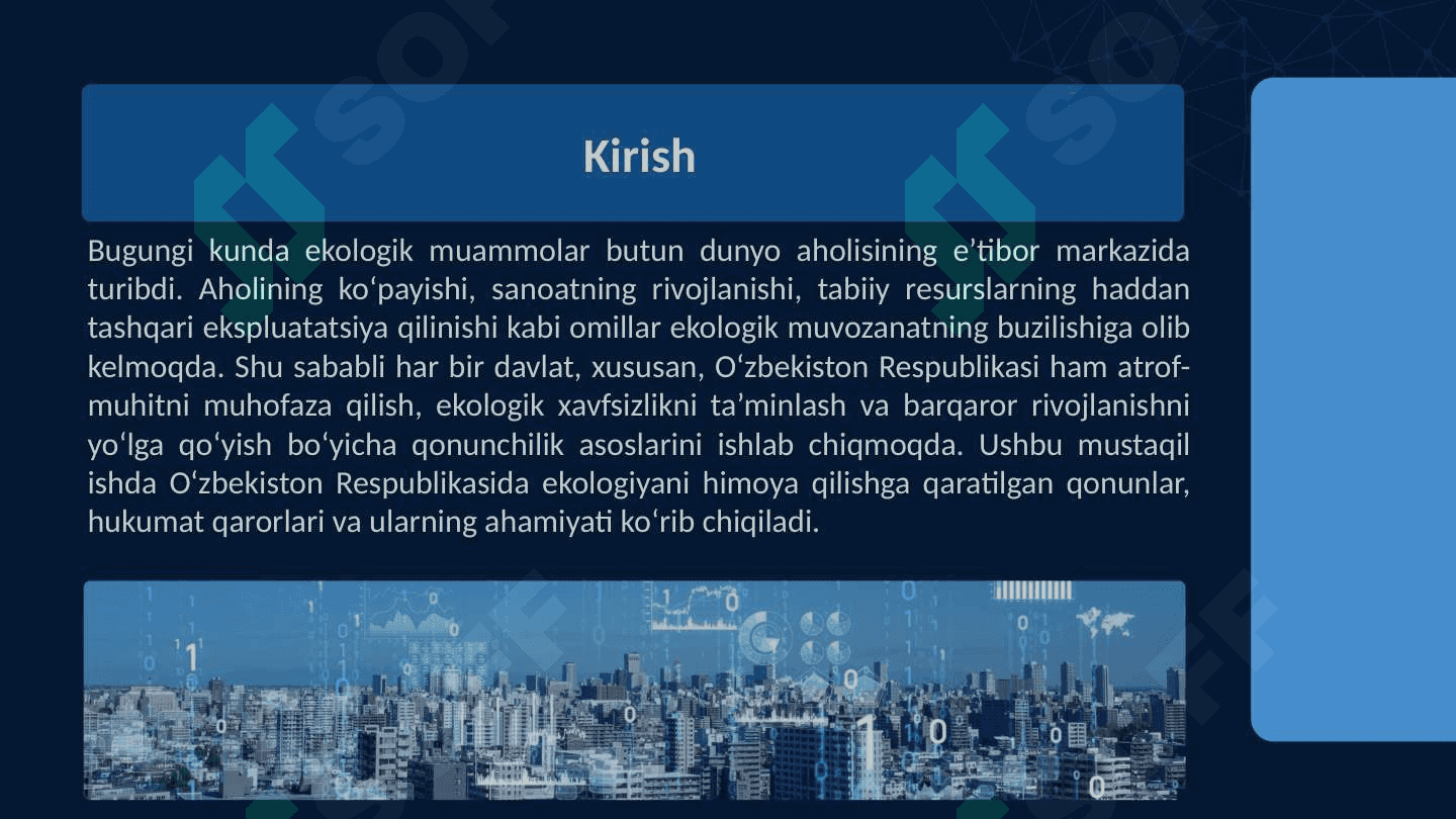 Atrof-muhitni muhofaza qilish boyicha qonunlar va Respublika hukumat qarorlari haqida 3