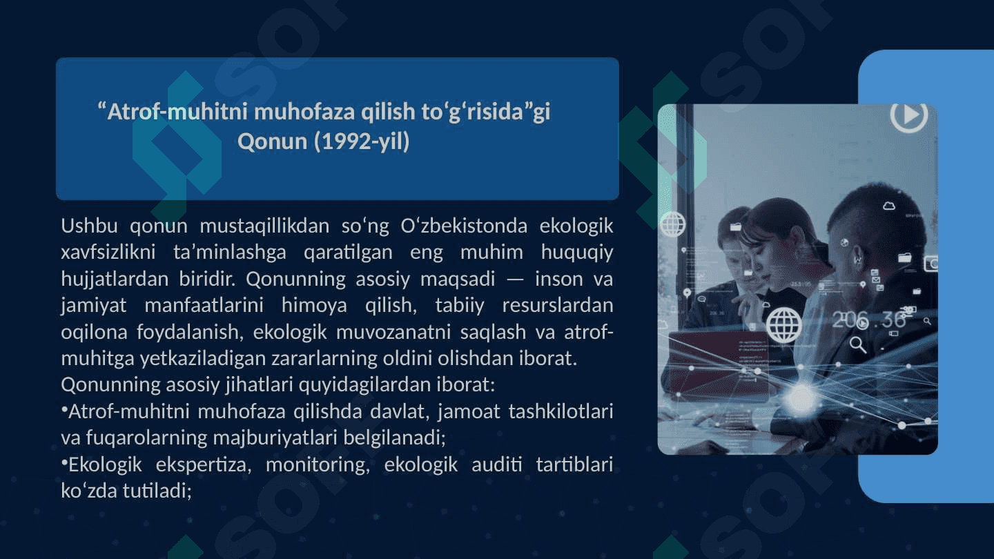 Atrof-muhitni muhofaza qilish boyicha qonunlar va Respublika hukumat qarorlari haqida 4