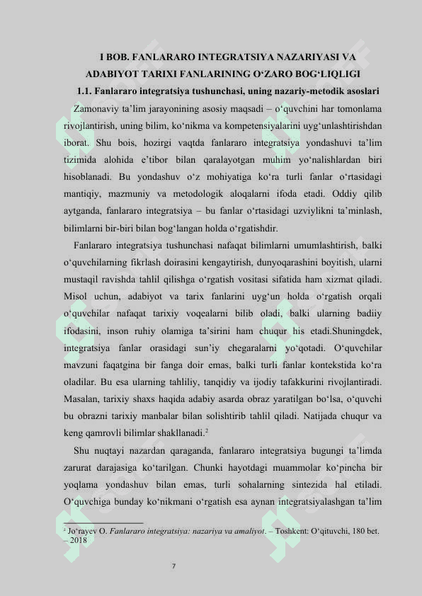 Fanlararo integratsiyani amalga oshirish usullari Adabiyot va tarix fani misolida   kurs ishi 7