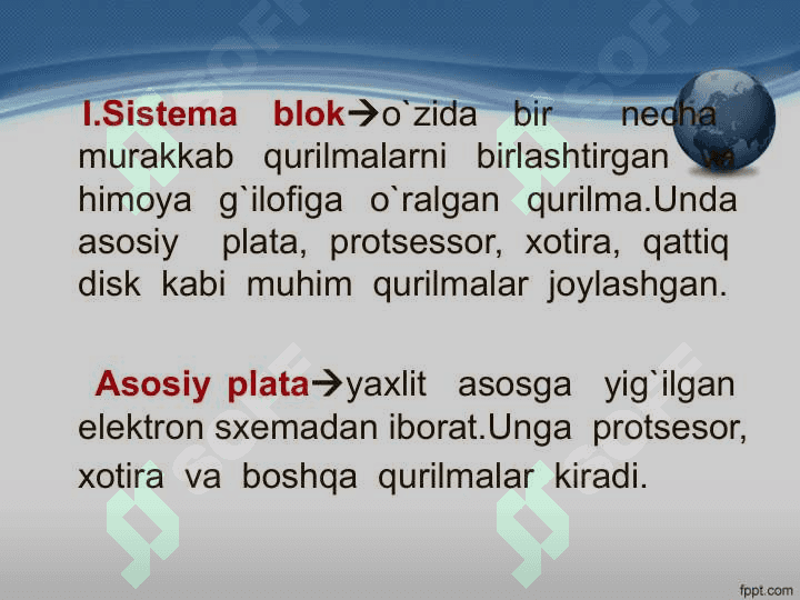 Kompyuter. Kompyuterning asosiy qurilmalari va ularning vazifalari 5