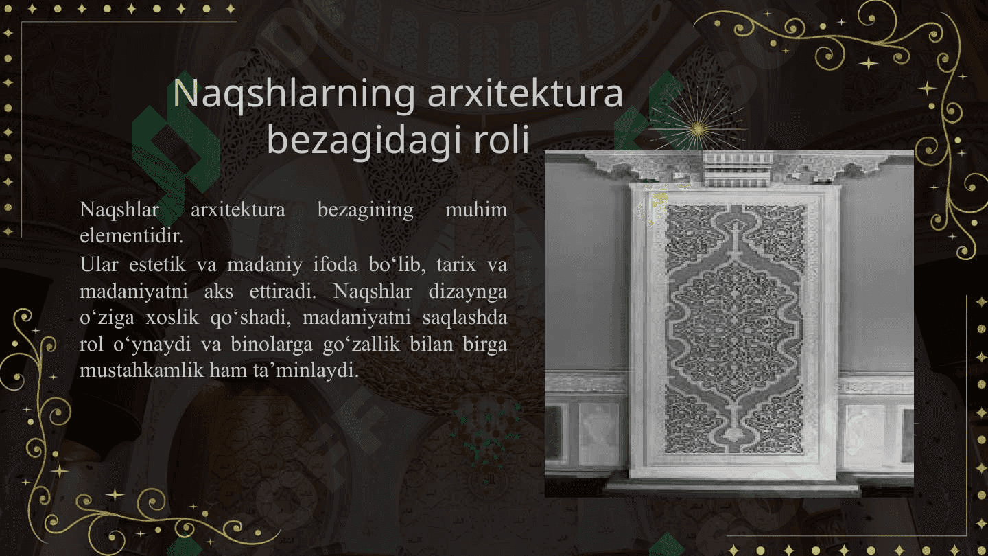 Imorat bezagi uchun qo'laniladigan naqshlar 4