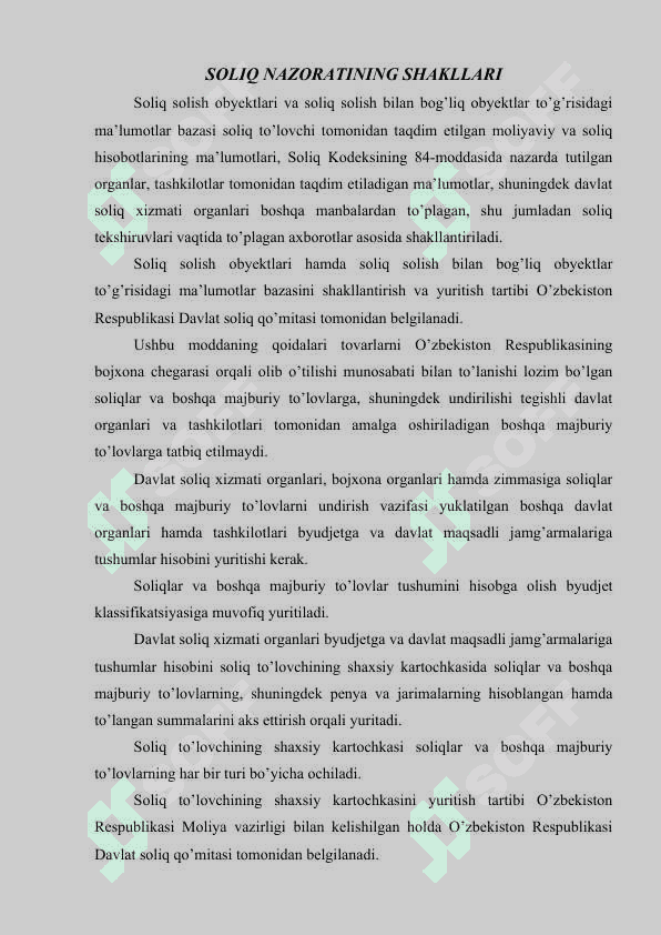SOLIQ NAZORATINING SHAKL  VA MEXANIZMLARINI TAKOMILLASHTIRISH 3