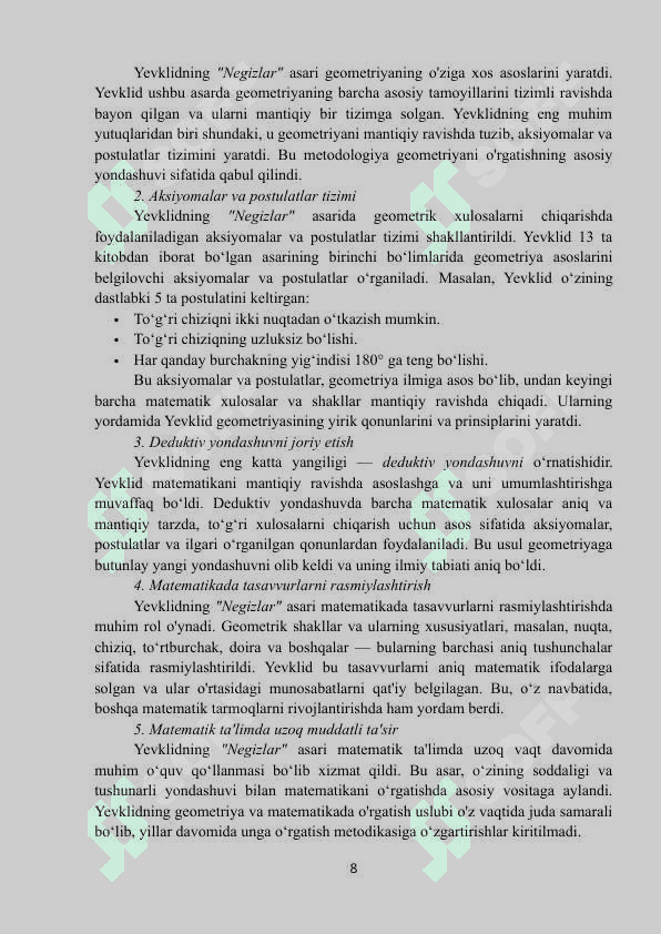 GEOMETRIYA ASOSLARINING TARIXIY SHARHI. YEVKLIDNING NEGIZLAR ASARI.docx 8