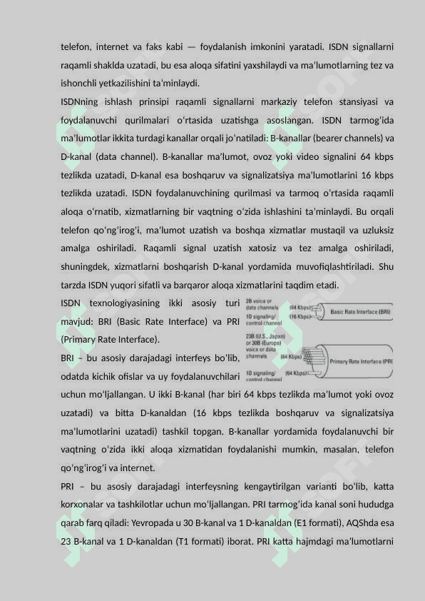 Raqamli tarmoq texnologiyalari ISDN, xDSL, FTTH 4
