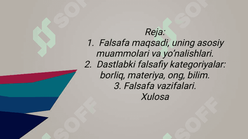 Falsafa fanining asosiy muammolari 2