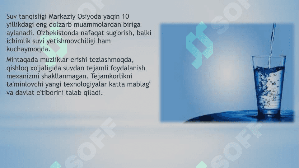 Global muammo ichimlik suvi tanqisligi 2