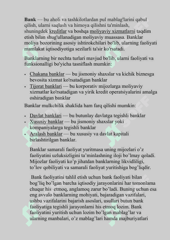 Tadbirkorlik faoliyatida banklarning o‘rni 7