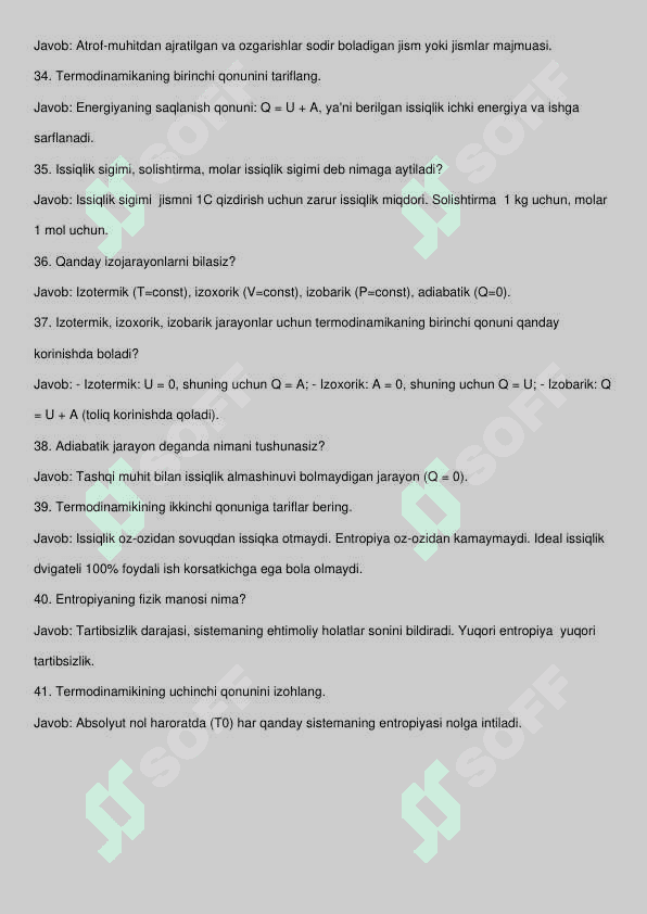 Termodinamika savollar javoblar 20 talik 2