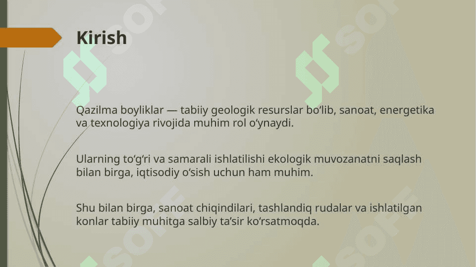 Qazilma boyliklardan foydalanish . 2