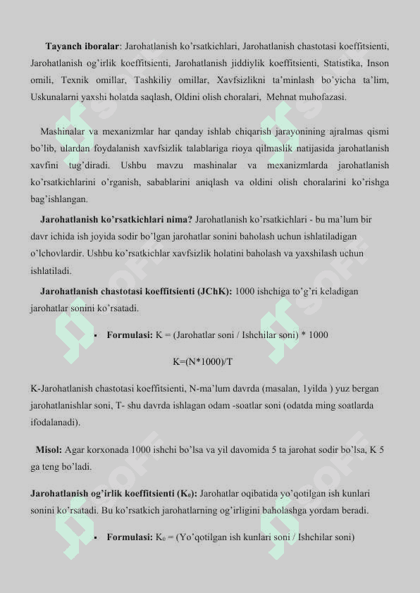 Mashinalar va mexanizmlarda jarohatlanish ko`rsatkichlari.docx 2