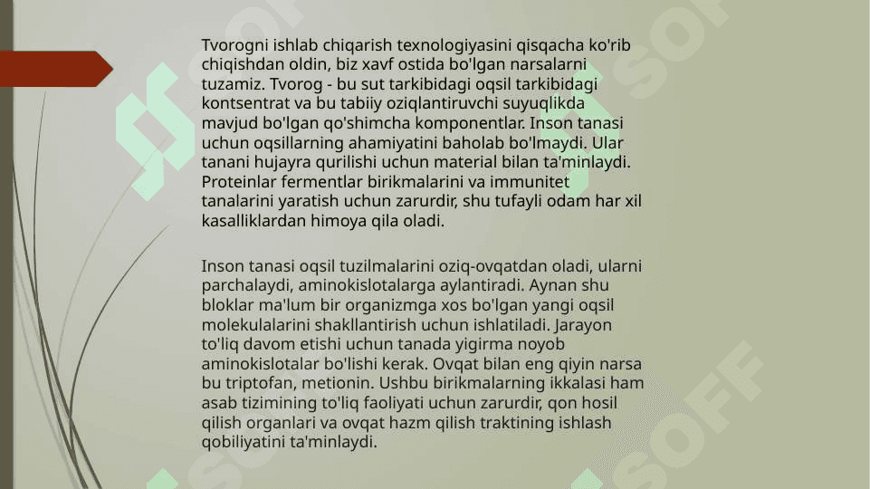 Tvorogni ishlab chiqarish texnologiyasini 2