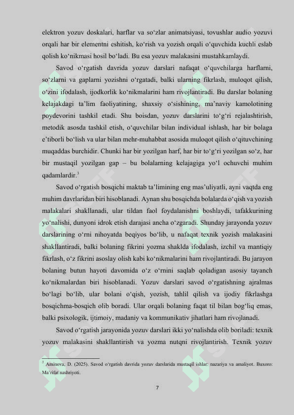 Savod o‘rgatish davrida yozuv darslarida mustaqil ishlarni tashkil etish 7