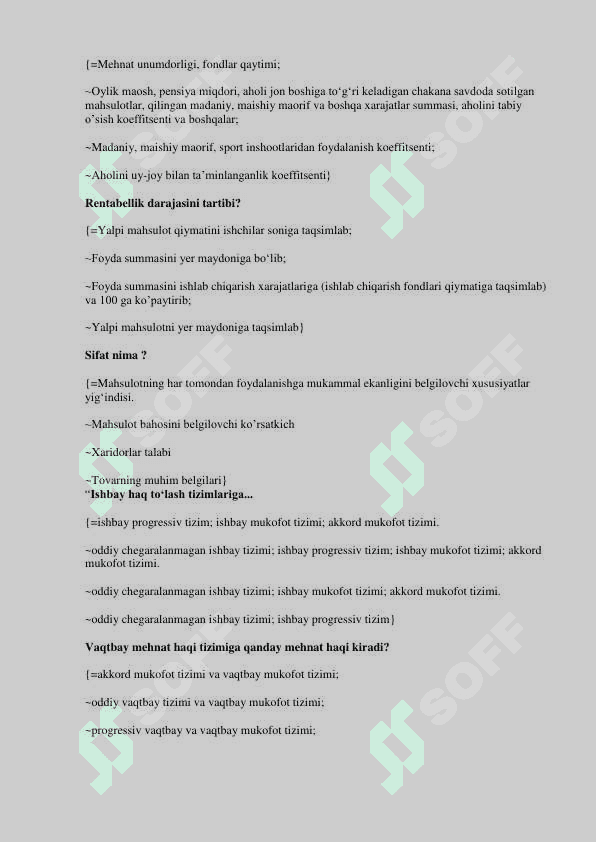 Iqtisod moliya test javoblar 6