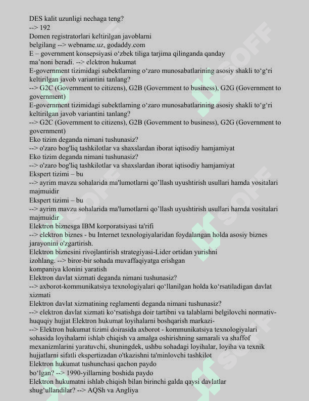 axborot kommunikatsiya texnologiyalari test javoblari 4