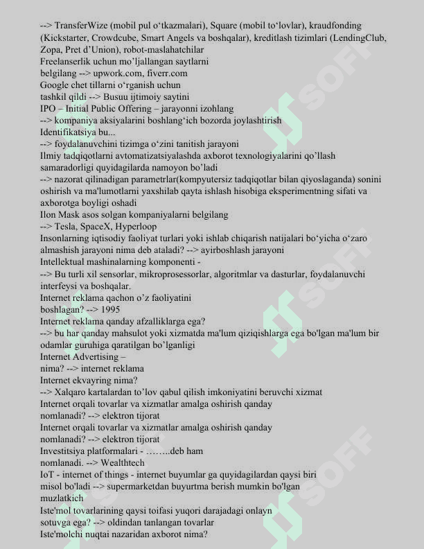 axborot kommunikatsiya texnologiyalari test javoblari 6