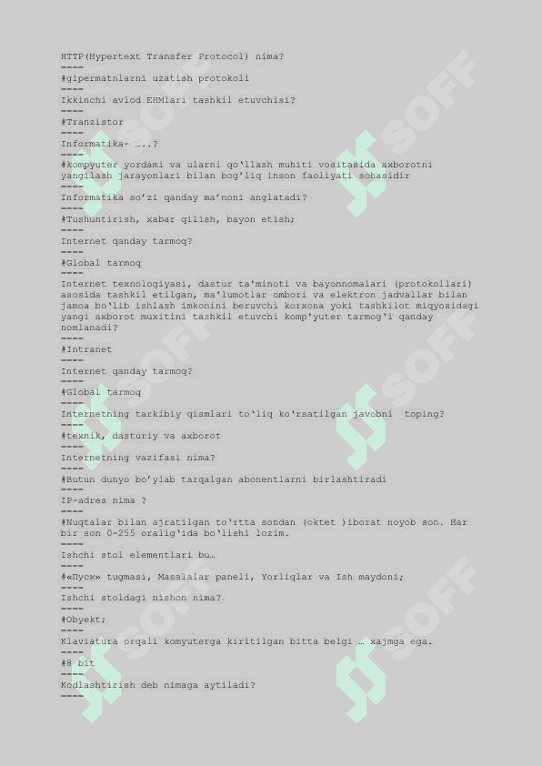axborot kommunikatsiya texnologiyalari test javoblari 5