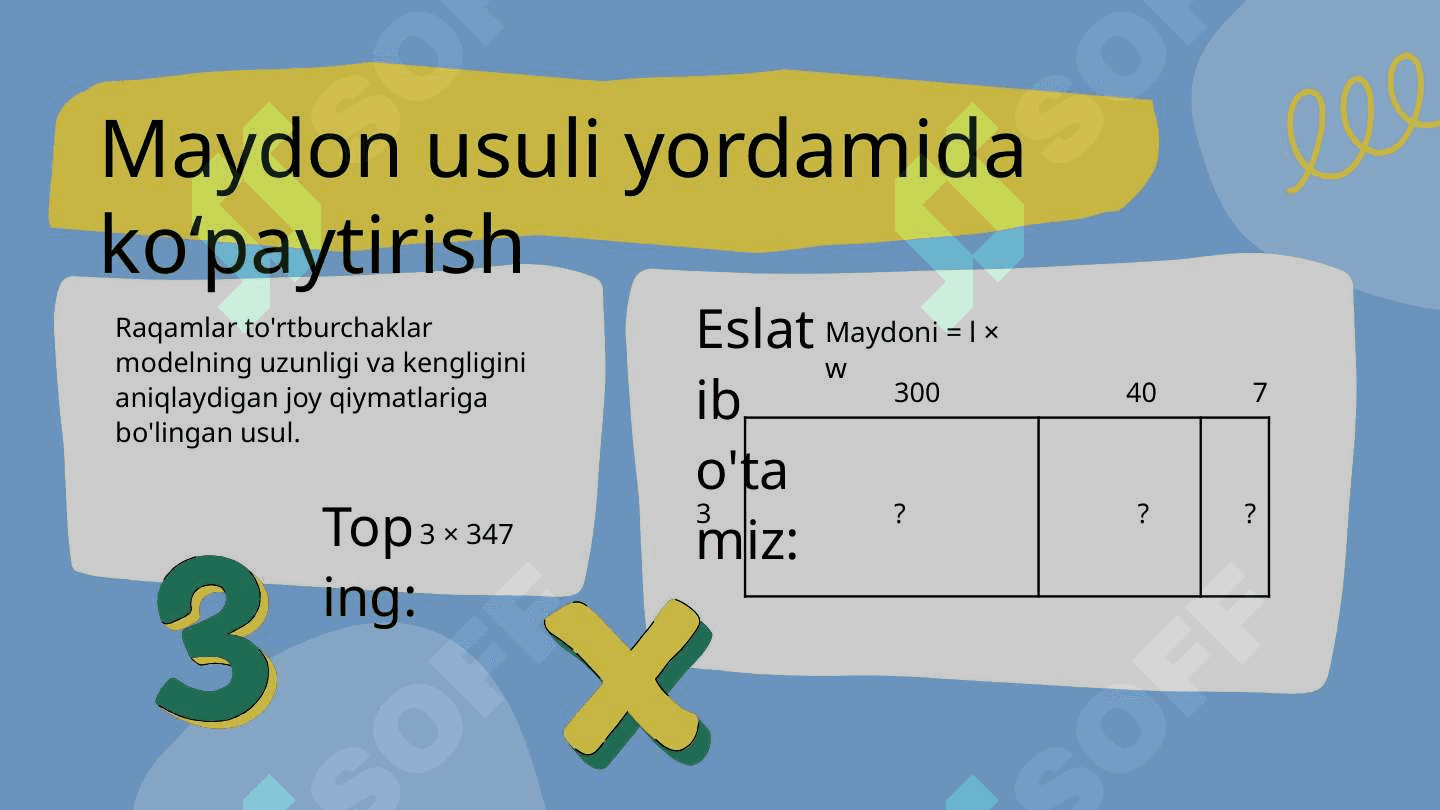 Butun sonlarni ko'paytirish 4