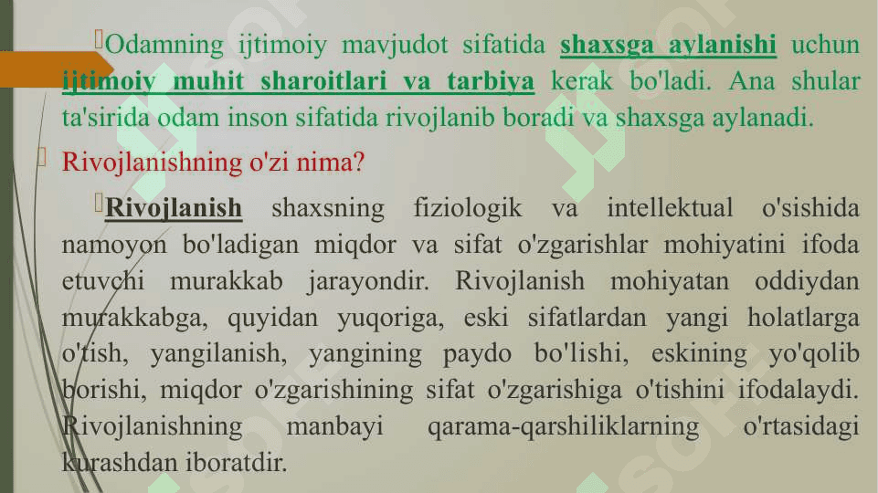 Shaxsda ijodiy tafakkur rivojlanishi.  Ijtimoiylashuv jarayonida shaxs sifatlarining tutgan o‘rni 5