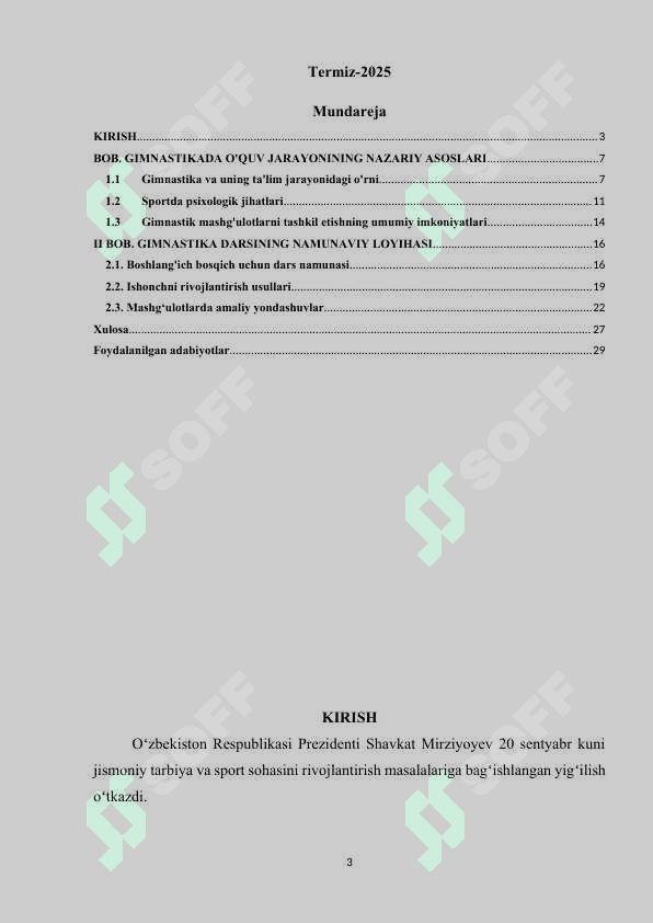 Gimnastikada o‘quv jarayonini 2