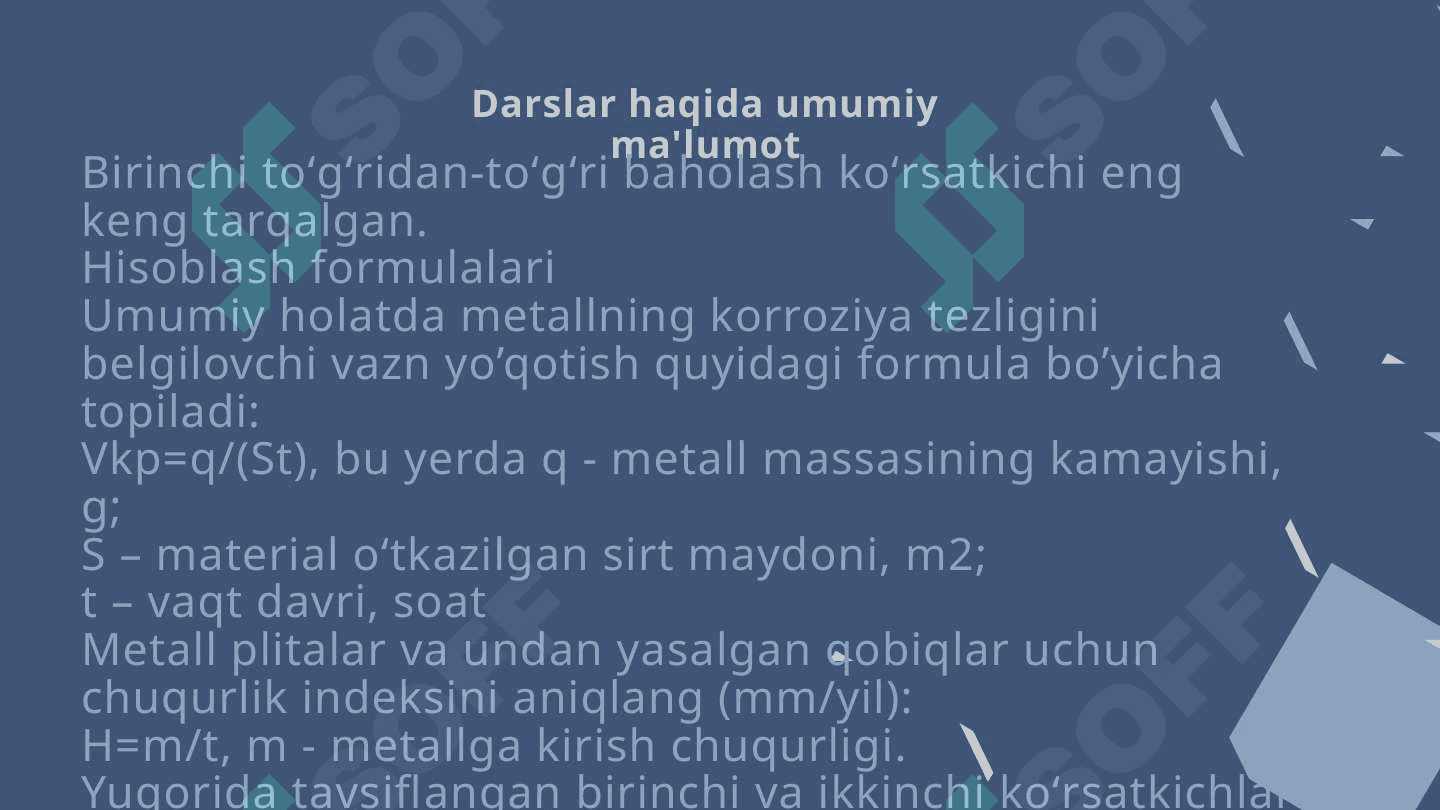 KORROZIYA TEZLIKLARINI IFODALASH USULLARI 4