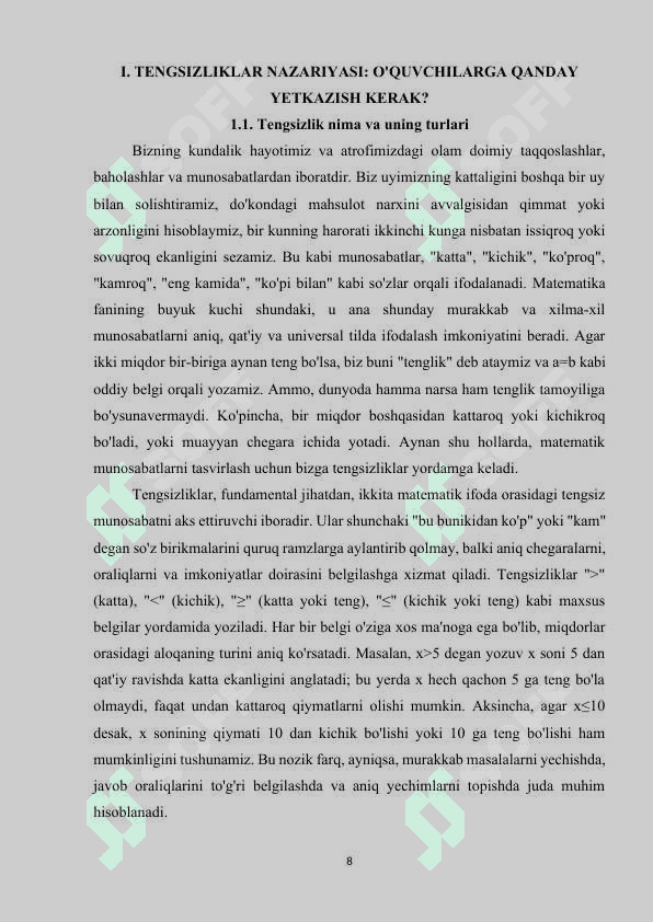 Matematika darslarida tengsizliklarni o'qitish metodikasi 6