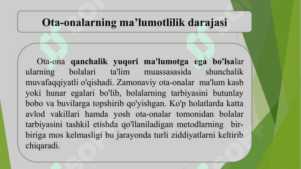 ZAMONAVIY OILALAR RIVOJINING O'ZIGA XOS XUSUSIYATLARI 8