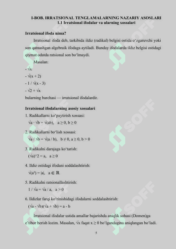 Irratsional tenglamalarni yechish metodikasi 5