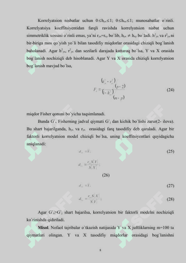 Juft korrelyatsion-regression tahlil modellari 8