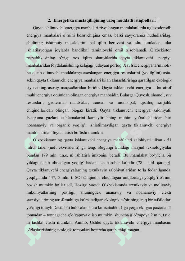 Energiya qayta tiklanadigan manbalarga o'tish 4