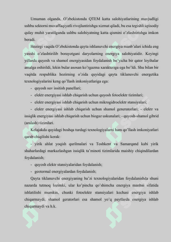 Energiya qayta tiklanadigan manbalarga o'tish 5