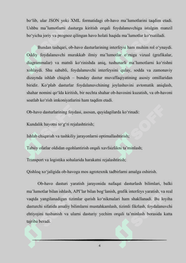 Kurs ishi: Ob-Havo dasturini ishlab chiqish 3