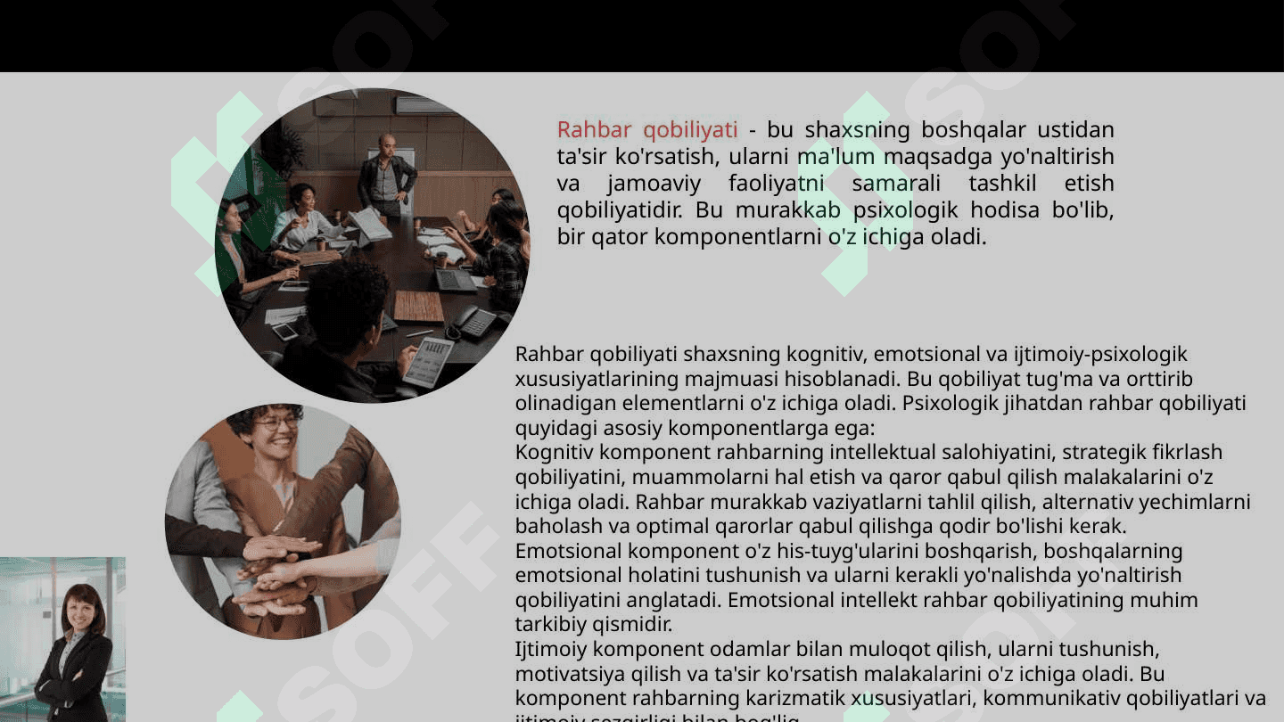 Rahbar qobiliyatining psixologik tavsifi. 2