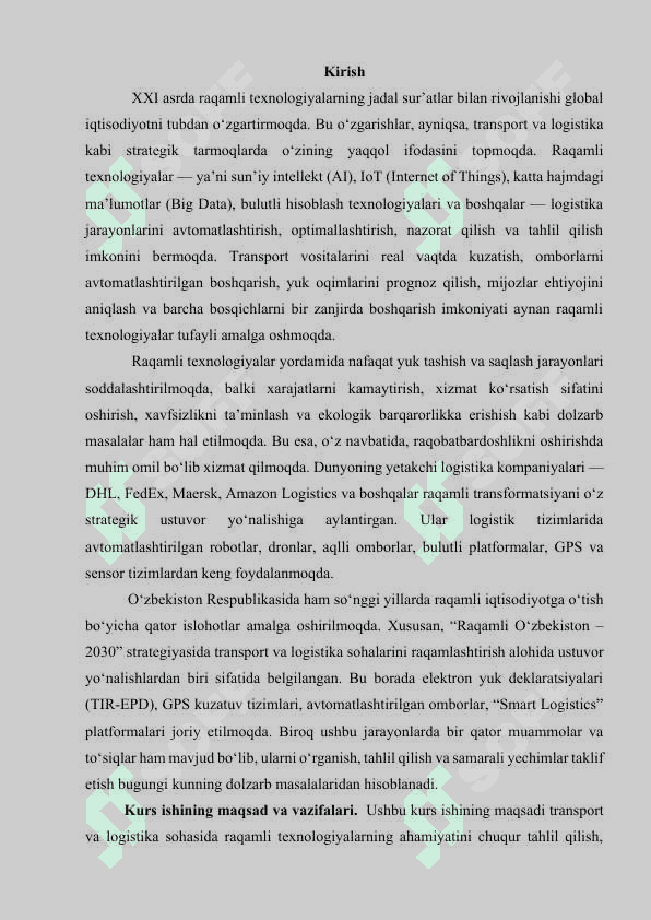 Transport logistikasida raqamli texnologiyalar 2
