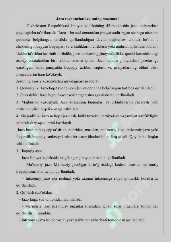 Jazo tushunchasi maqsadi. Vazifalari  va  turlari 25 3