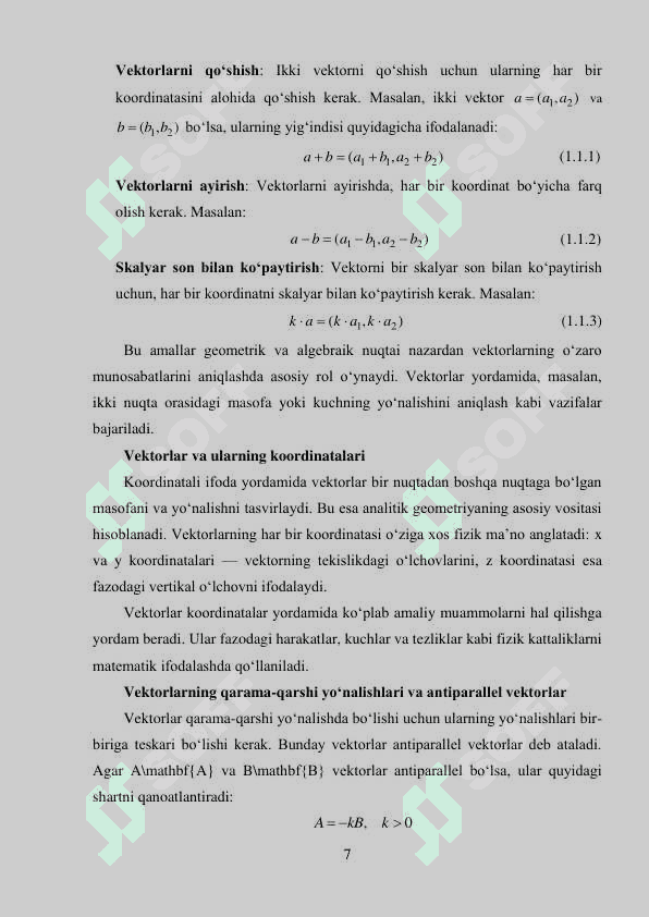 Koordinatalari bilan vektorni vektor va aralash ko‘paytmalari kurs ishi 7