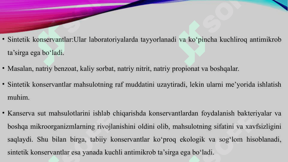 Kanserva sut mahsulotlarini ishlab chiqarishda tabiy va sintetik kanservatlar 4