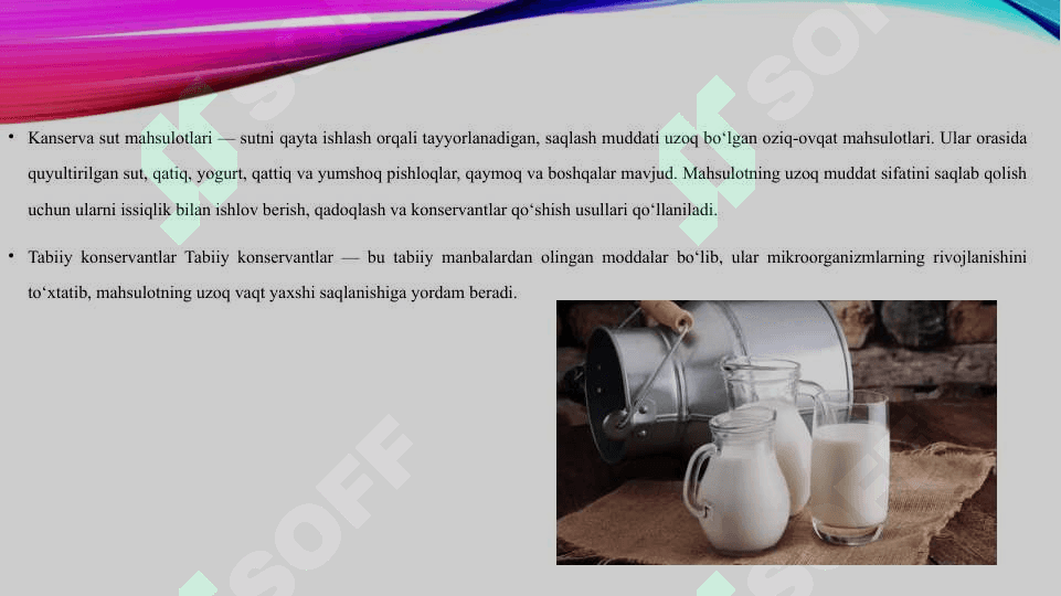 Kanserva sut mahsulotlarini ishlab chiqarishda tabiy va sintetik kanservatlar 5