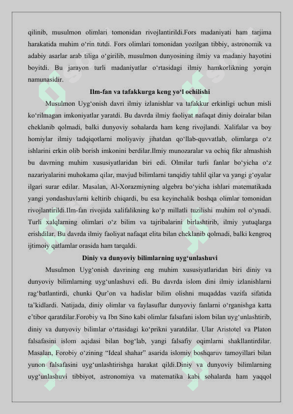 Musulmon Uyg‘onish davrida o‘ziga xos xususiyatlari 25 4