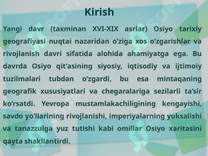Yangi davrda Osiyo tarixiy geografiyasi 25 4