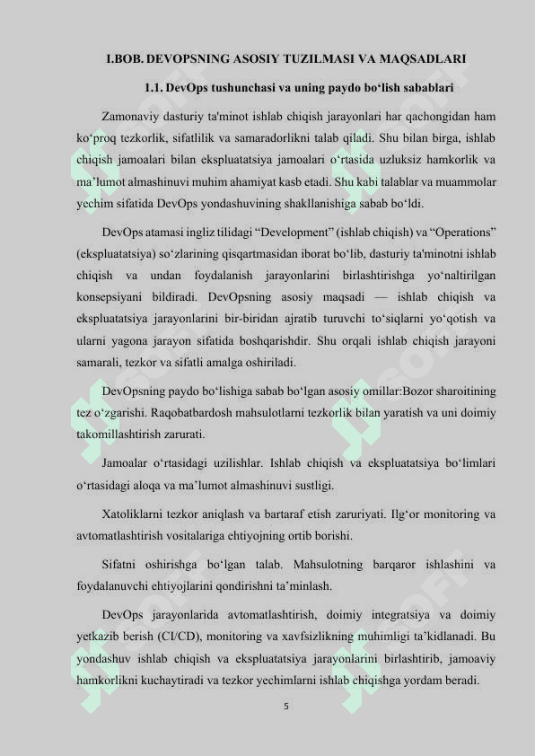 DASTURIY TA'MINOTNI ISHLAB CHIQISH JARAYONINI BOSHQARISH TIZIMI (DEVOPS) 5