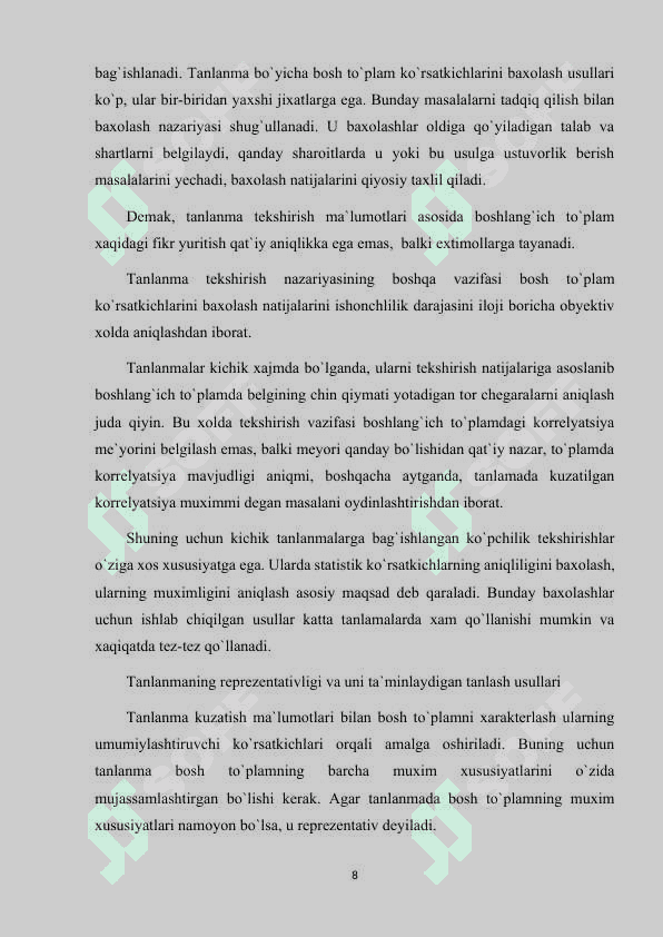 TANLANMA USULINING O’RNI VA AHAMYATI 8