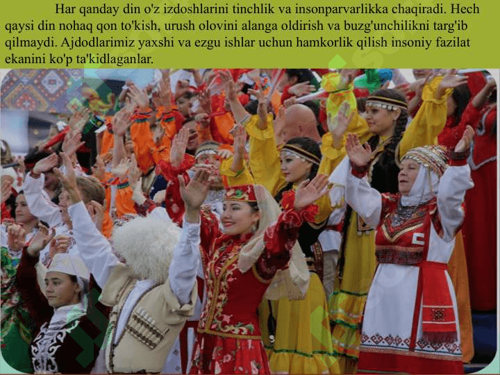 DUNYO DINLARIDA TINCHLIK G'OYASI 2