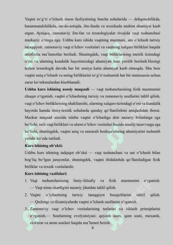 Vaqtni o'lchash va uning o'lchov birliklari 4