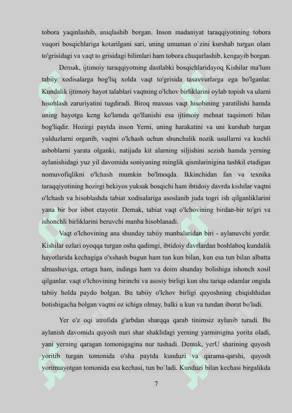Vaqtni o'lchash va uning o'lchov birliklari 7