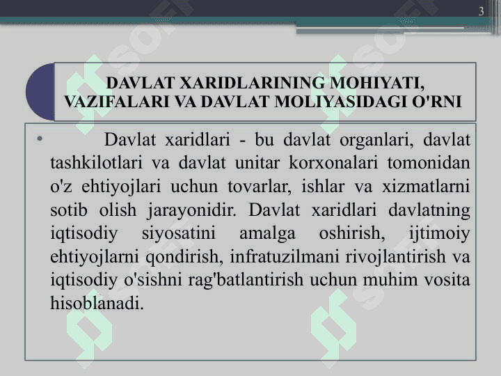 DAVLAT MOLIYASIDA DAVLAT XARIDLARINING O’RNI VA MAQSADI 3