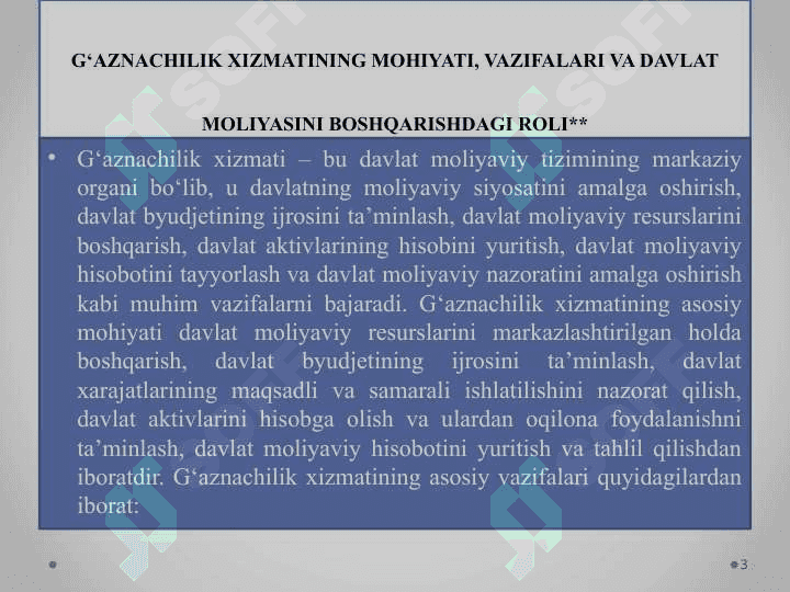 DAVLAT MOLIYASINI BOSHQARISHDA G’AZNACHILIK XIZMATINI O’RNI 3