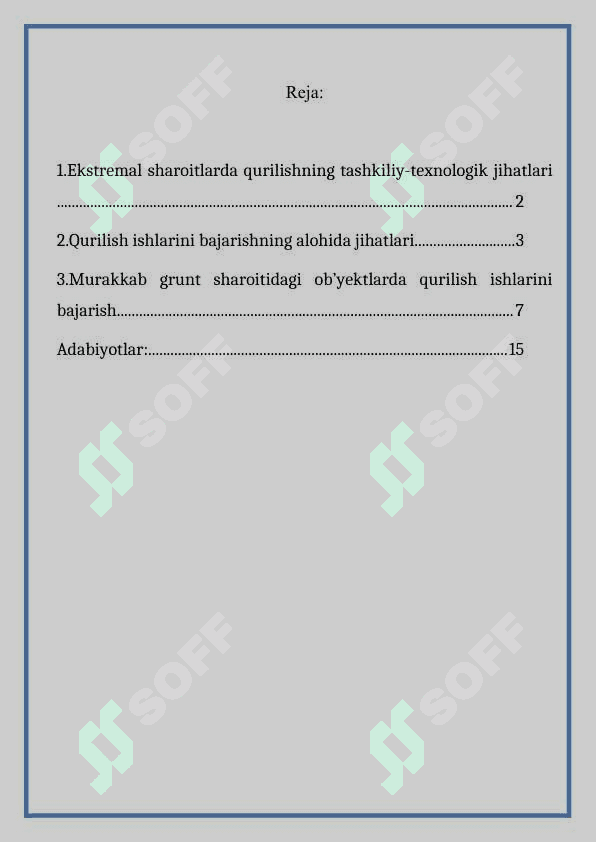 Ekstremal sharoitlarda bino va inshootlarni barpo etish 2