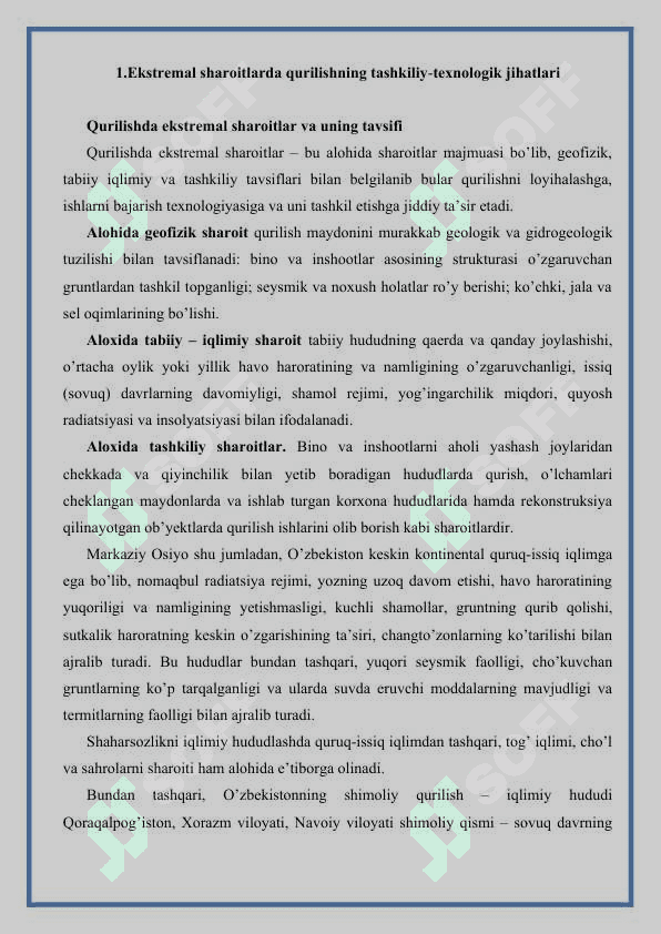 Ekstremal sharoitlarda bino va inshootlarni barpo etish 3